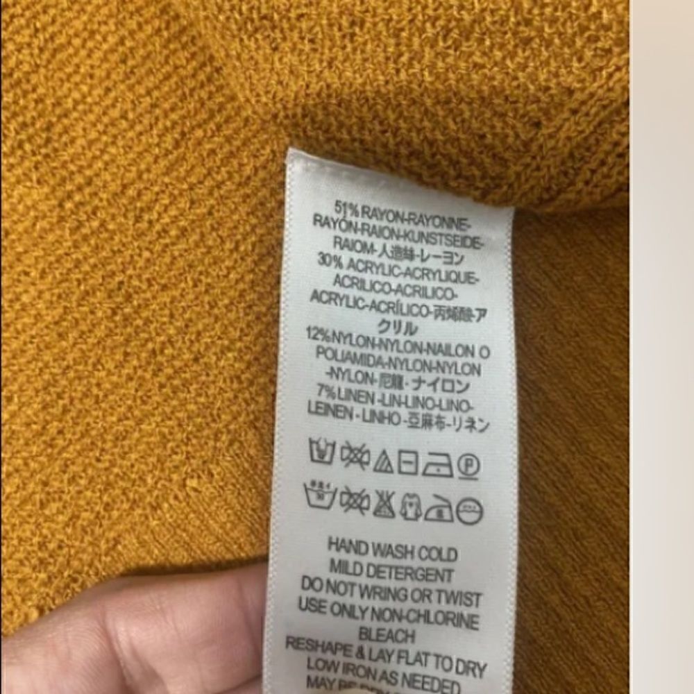 Free People Sz XS Slit Cuff Thermal Knit Long Sleeve Top Gold Mustard Yellow - Picture 7 of 7
